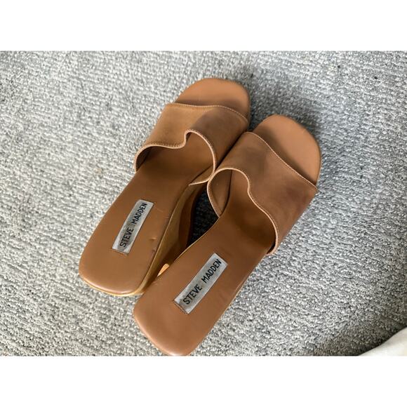 Steve Madden curved wooden Heel rare Y2K heeled vintage Sandal 10 - Picture 5 of 8